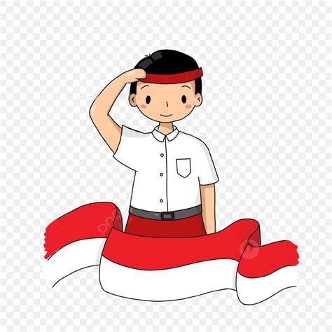gambar orang pegang bendera merah putih kartun  76 tahun indonesia merdeka dengan bendera merah putih untuk perayaan hari kemerdekaan
